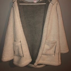 white/gray fluffy cardigan